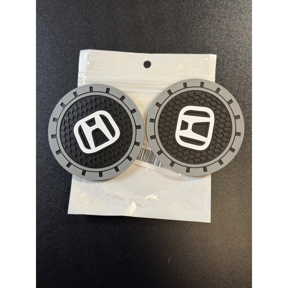 Honda Car Cup Holder Coasters 2 Pack Grey Black Silicone Anti-Slip Inserts JB4